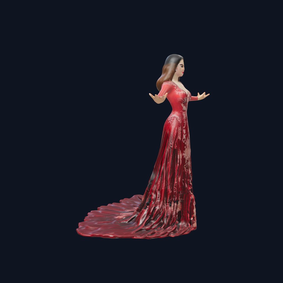 Regal Gown Character  D Model Rigged and Animated